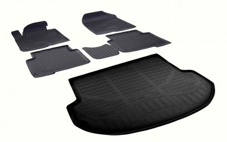 Комплект ковриков в салон и багажник Hyundai Santa Fe 3 DM 5 мест 2012-2018